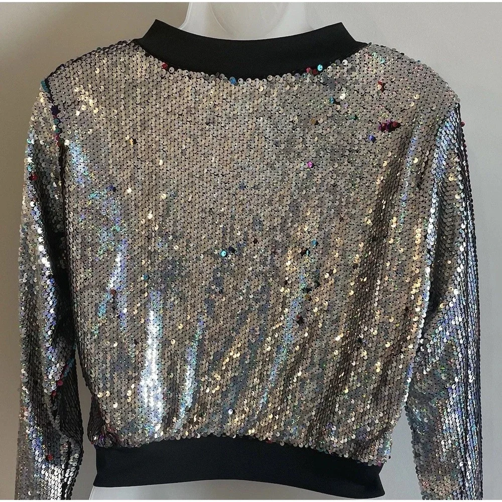 URBAN GROOVE HIP HOP COSTUME SILVER SEQUIN Girls SIZE XL 14 16 Dance X-Large‎